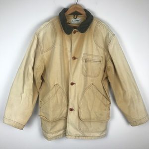 VTG LL Bean Canvas Chore Barn Coat - great Fading - corduroy trim Mens XL